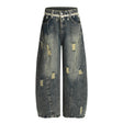 Punk Retro Washed Distressed Denim Wide-Leg Pants Men's Trendy Unique Design Loose Fit Flared Trousers - V.I.P Digital Presence