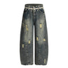 Punk Retro Washed Distressed Denim Wide-Leg Pants Men's Trendy Unique Design Loose Fit Flared Trousers - V.I.P Digital Presence