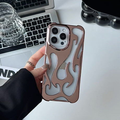 Electroplated hollow flame pattern phone case suitable for iPhone 15 Pro, simple all inclusive, Apple 14 anti drop protective cover - V.I.P Digital Presence
