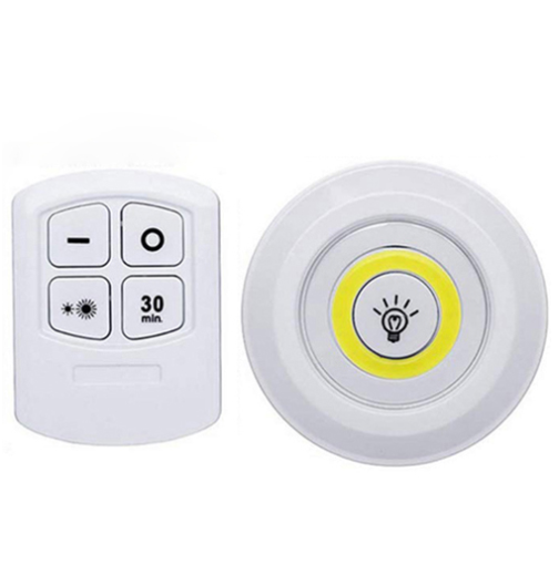 Lámpara LED COB superbrillante de 3 W para debajo del gabinete, con control remoto inalámbrico y regulable, ideal para el hogar, el dormitorio, el armario y la cocina.