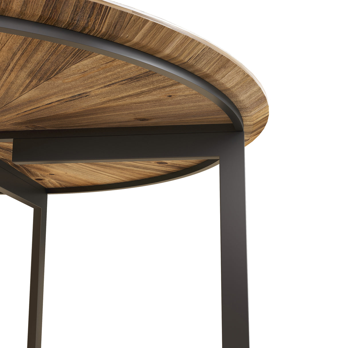 31.5 "Round Coffee Table Stand Wooden Double Layer Coffee Table with Open Storage Space and Metal Table Legs