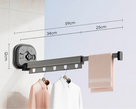 Multifunctional Retractable Fold Away Clothes Drying Hanger Space-Saving Bathrooms Usage - V.I.P Digital Presence
