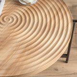 33"Modern Thread Design Round Coffee Table MDF Table Top with Cross Legs Metal Base