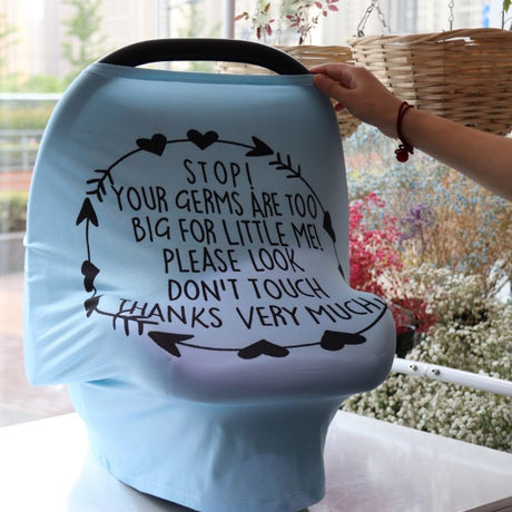 Nursing Cover Breastfeeding Scarf with Safety Warning No Touching Sign Baby Car Seat Covers - V.I.P Digital Presence