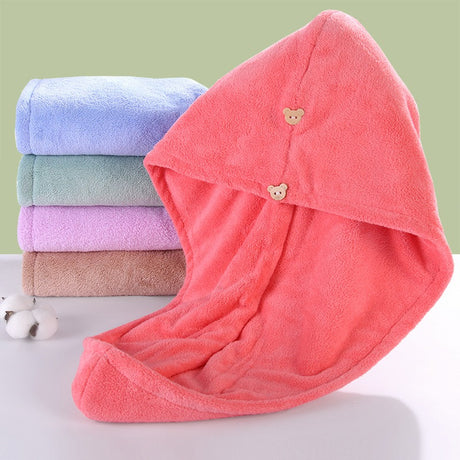 Super absorbent double-layer thickened coral velvet quick drying hair towel, shower cap, and headband towel - V.I.P Digital Presence