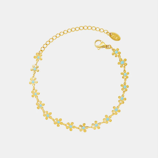 Golden Flower Blue Drip Oil Bracelet - V.I.P Digital Presence