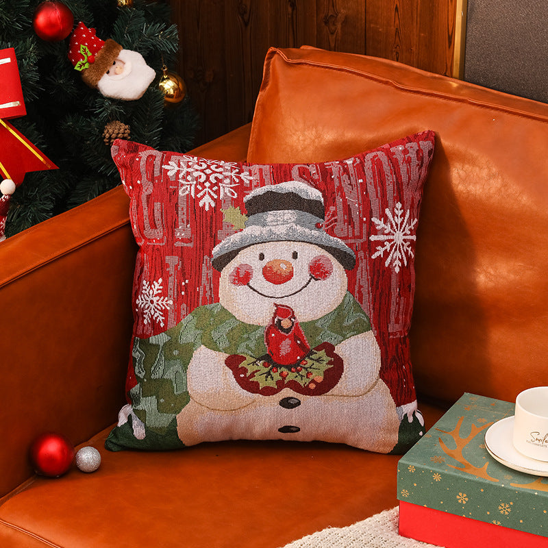 Christmas Pillow Cover (without core) Woven Cartoon Elk Snowman European and American Festival Cushion Sofa - V.I.P Digital Presence