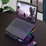 Enfriador de computadora portátil para juegos, seis ventiladores, dos puertos USB, iluminación LED RGB, soporte para computadora portátil de 12 a 17 pulgadas 