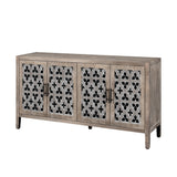 Hollow Four Door Antique Cabinet, American Country Style, Suitable for Living Room, TV Cabinet, Kitchen (Brown) - V.I.P Digital Presence