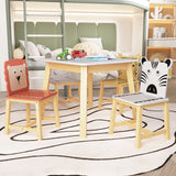 5 Piece Kiddy Table and Chair Set  Kids Wood Table with 4 Chairs Set Cartoon Animals (bigger table) (3-8 years old) - V.I.P Digital Presence