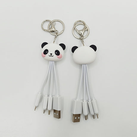 Cartoon Panda One Drag Three Data Wires Cute Keychain Panda Three in One Fast Charging Mobile Phone Charging Cable - V.I.P Digital Presence