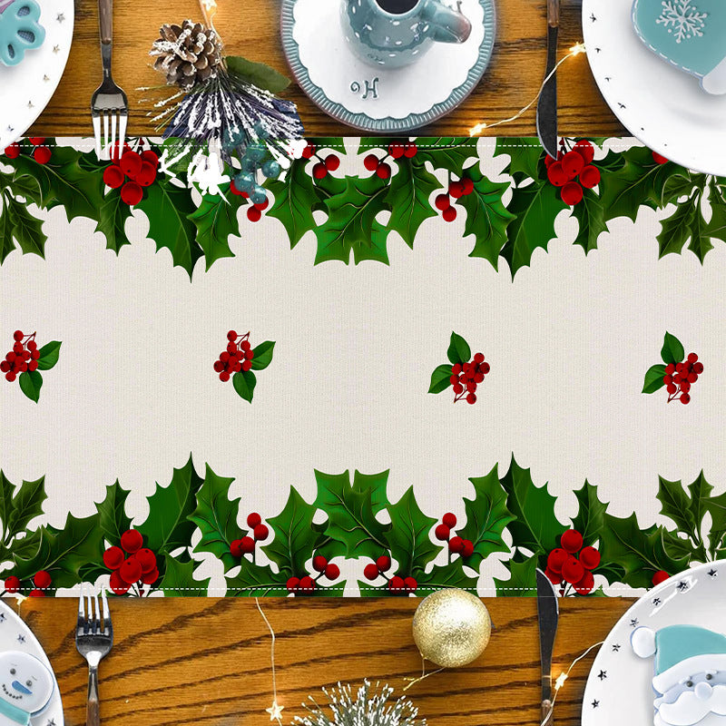 Christmas linen table flag walnut clip printed tablecloth holiday table decoration tablecloth tea flag pad - V.I.P Digital Presence