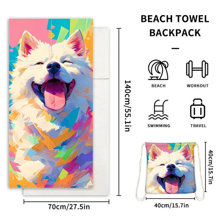 Two-in-One Foldable Beach Towel Printed Bath Towel All-In-One Beach Towel with Storage Bag - V.I.P Digital Presence