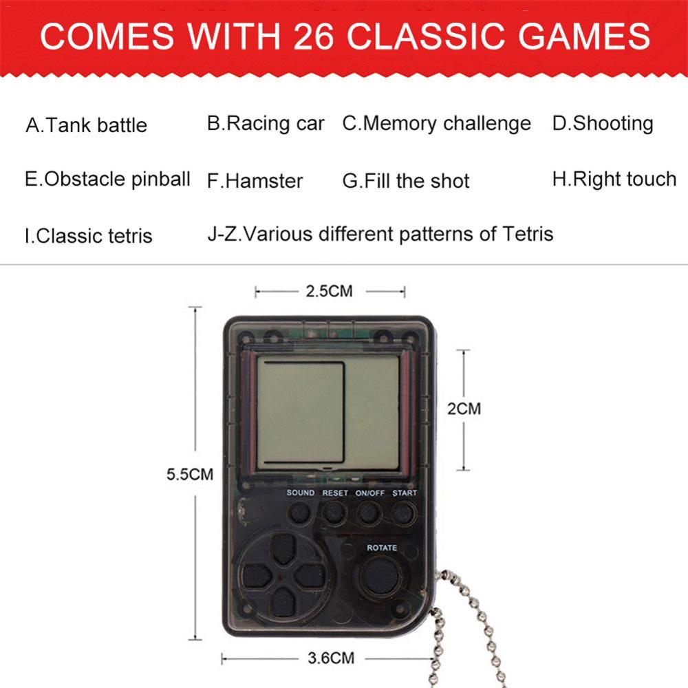 Mini consola de juegos portátil para niños, nostálgica, con llavero, Tetris, regalo para niños 