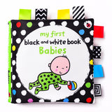 Libro de tela LakaRose Baby con etiqueta en blanco y negro, libros de educación temprana para recién nacidos y bebés, libros de tela tranquilos 