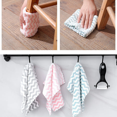 Double Sided Cationic Color Water Absorbent Wavy Stripe Oil Free Dishwashing Cloth Water Absorbent Dishwashing Cloth - V.I.P Digital Presence