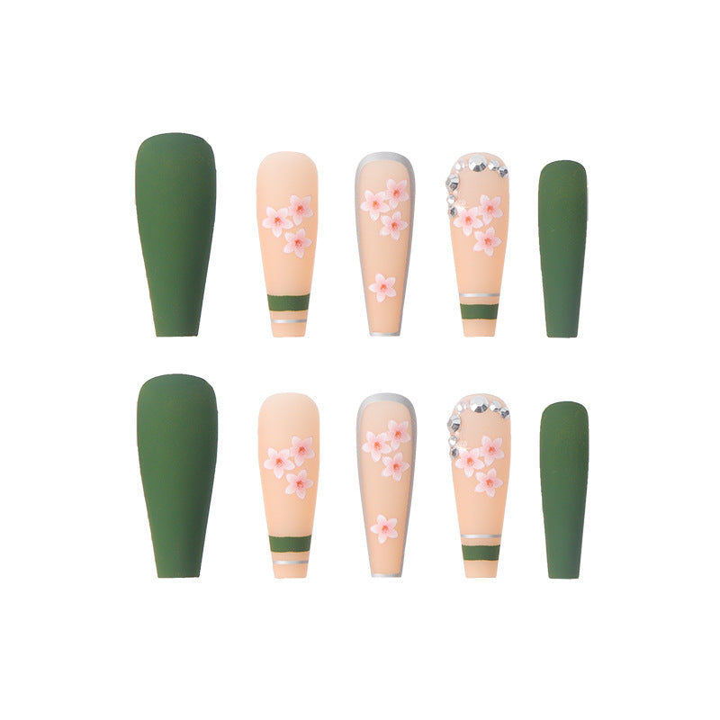 New Wear Nail Spring Flowers Bloom Drill Nail Ins Style Long Ballet Nail - V.I.P Digital Presence