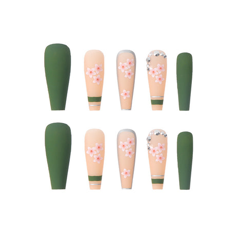 New Wear Nail Spring Flowers Bloom Drill Nail Ins Style Long Ballet Nail - V.I.P Digital Presence