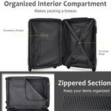 Hardshell Luggage Spinner Suitcase with TSA Lock Lightweight 20'' (Single Luggage) Black + ABS + 20 Inch Carry On