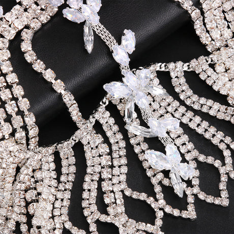 Fashionable Leaf Water Diamond Tassel Headwear, Personalized and Versatile Water Diamond Hair Chain, Women's Headdress - V.I.P Digital Presence