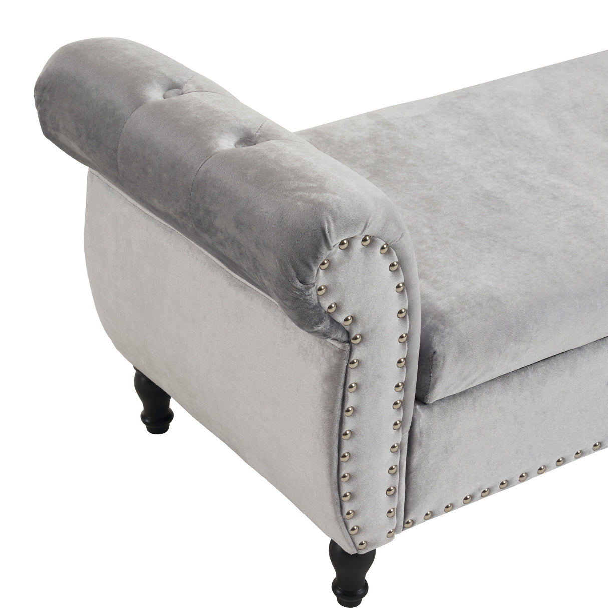 Velvet Multifunctional Storage Rectangular ottoman bench with 1 Pillow, grey - V.I.P Digital Presence