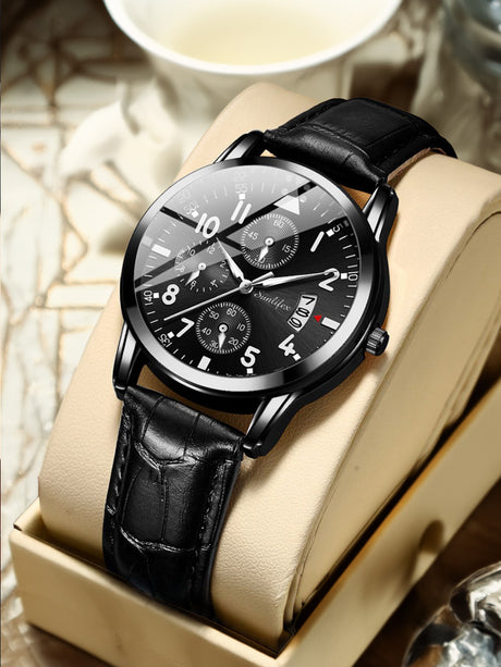 New Men's Watch Student Men's Night Light Waterproof Sports Leather Strap Black Quartz Watch - V.I.P Digital Presence