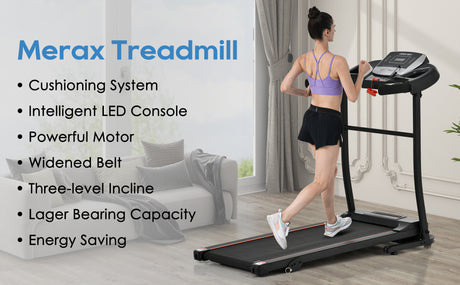 Home folding treadmill with pulse sensor, 2.5-horsepower silent brushless motor, 3-level tilt, 12 preset programs - V.I.P Digital Presence