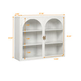 27.56"Glass Doors Modern Two-door Wall Cabinet with Featuring Three-tier Storage White