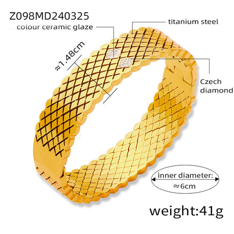 Fashion metal titanium steel bracelet with female geometric design and diamond studded spring buckle bracelet - V.I.P Digital Presence