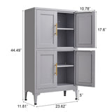 Grey metal kitchen storage cabinet, kitchen pantry storage cabinet with door and shelf, adjustable leveling feet - V.I.P Digital Presence