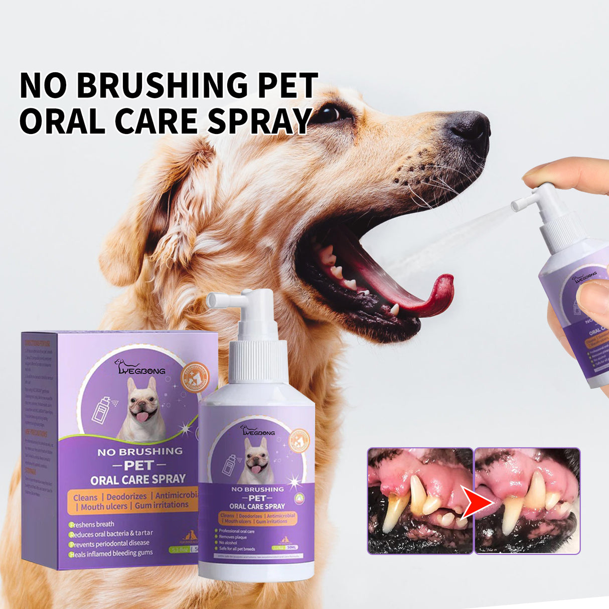Dog And Cat Tooth Cleaning Spray, Pet Mouth Cleaning Breath Fresh Deodorizing Cleaning Spray - V.I.P Digital Presence