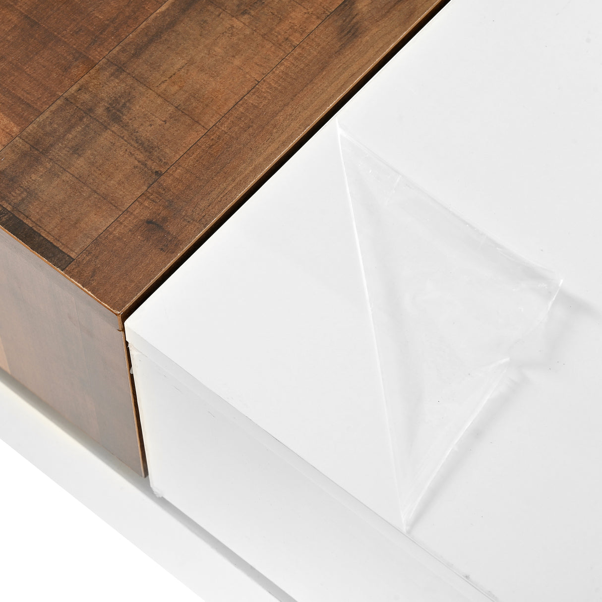 ON-TRANS 31.4 inches x 31.4 inches with sliding tabletop, high gloss center table, hidden storage room white - V.I.P Digital Presence