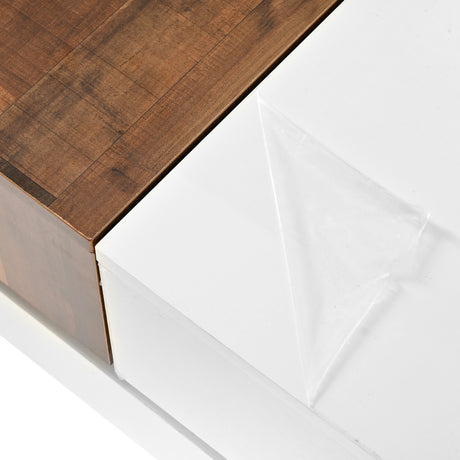 ON-TRANS 31.4 inches x 31.4 inches with sliding tabletop, high gloss center table, hidden storage room white - V.I.P Digital Presence