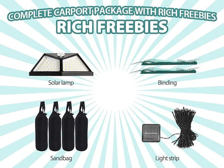 10x20 ultra large portable carport garage with rolling shutter windows and waterproof cloth, metal roof and side walls - V.I.P Digital Presence