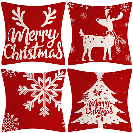 Red Snowflake Deer Pillow Cover Christmas Tree Cushion Cover Home Decoration Pillow Cover Combination - V.I.P Digital Presence
