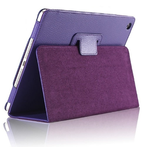 Funda con tapa automática para iPad 2, 3 y 4 de Apple, de piel sintética tipo lichi, con soporte inteligente y función atril.