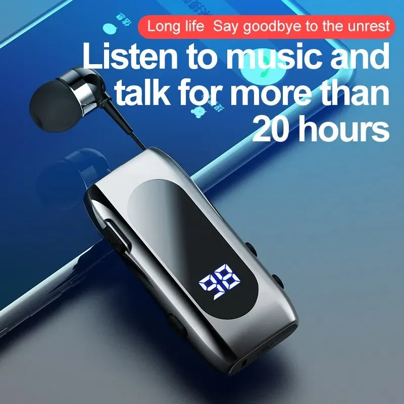 Business Sports Telescopic Cable Collar Clip 5.2 Smart Mini Bluetooth Earphones - V.I.P Digital Presence