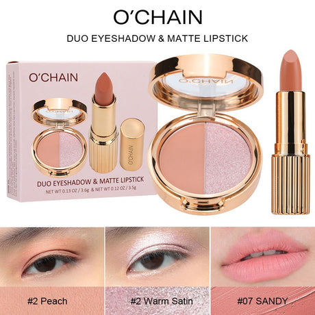 O'CHAIN Pearlescent two-color eyeshadow Matte lipstick does not fade and does not stick to the cup powdery delicate eyeshadow palette - V.I.P Digital Presence