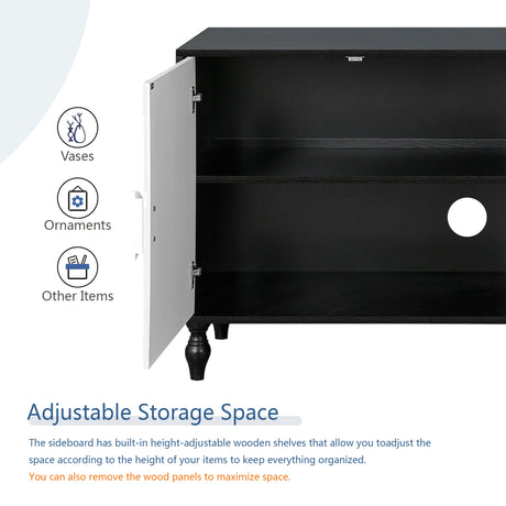 Vintage White Large Faceted Carved And Spliced Doors Combined With Black Frames For TV Stand Table,Sideboards, Accent Cabinets - V.I.P Digital Presence