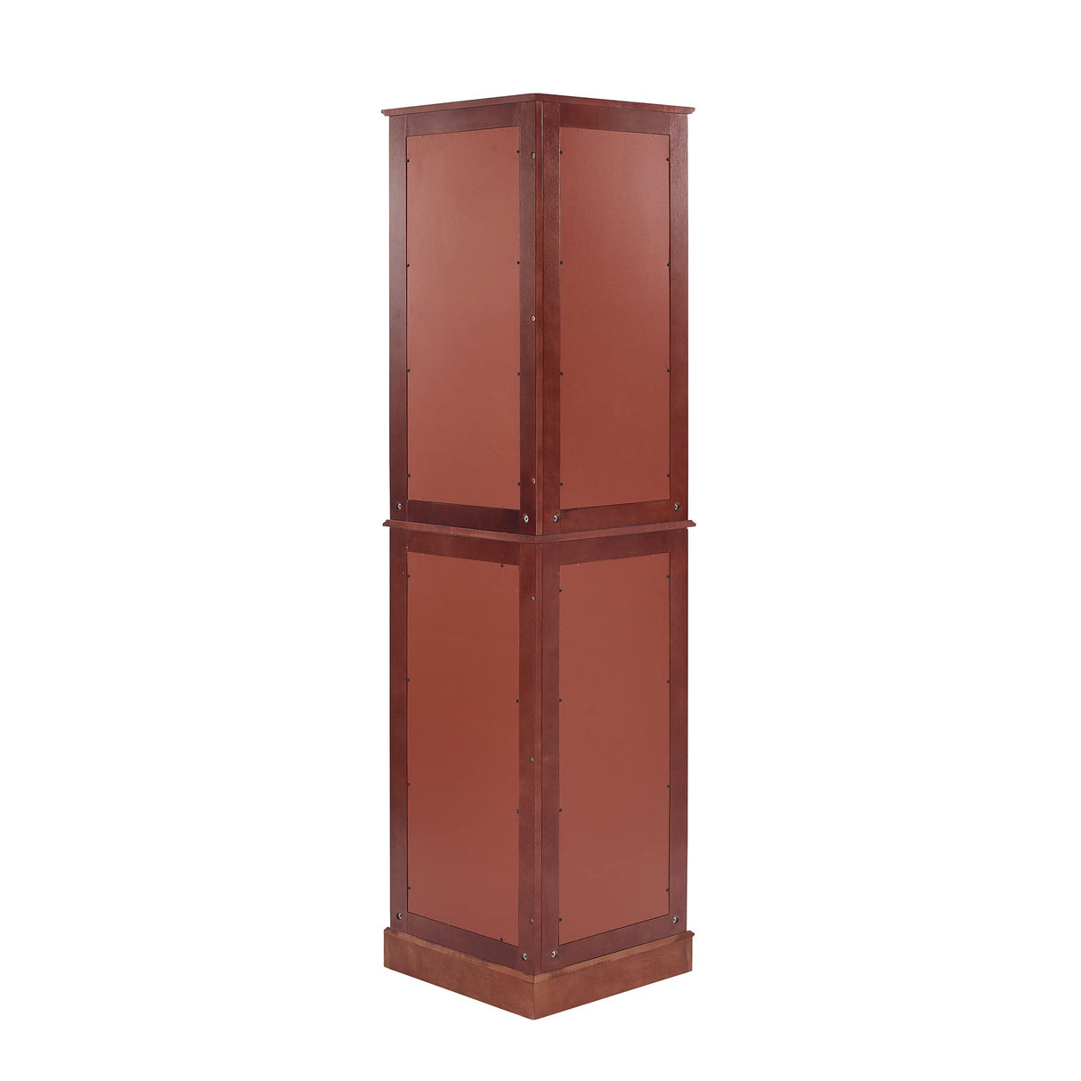 Corner Curio Dispaly Cabinet with Lights, Adjustable Tempered Glass Shelves, Mirrored Back,Cherry(E26 light bulb not included) - V.I.P Digital Presence