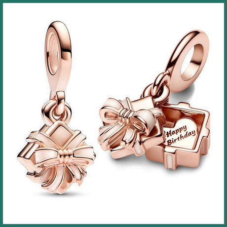 Pan Jiazhu Rose Gold Openable Birthday Gift Box Pendant Bow Ribbon Cute Gift Accessories - V.I.P Digital Presence