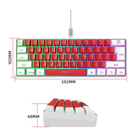 61 key keyboard with split lines, mini minimalist keyboard, compact dual color color RGB luminous film keyboard - V.I.P Digital Presence