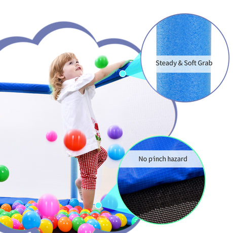 55'' Toddlers Trampoline with Safety Enclosure Net and Balls, Indoor Outdoor Mini Trampoline for Kids - V.I.P Digital Presence