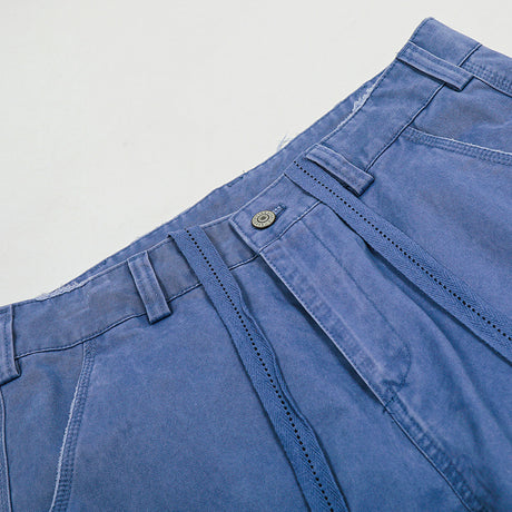 Vintage Drawstring Design Work Pants Men's High Street Retro Loose Fit Casual Solid Color Wide Leg Tapered Long Pants - V.I.P Digital Presence