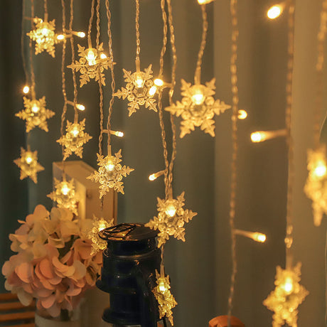 Snowflake ice strip curtain light, holiday decoration light, Christmas snowflake colored light, LED star curtain light string - V.I.P Digital Presence