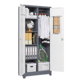 Metal storage cabinets, lockable cleaning tool cabinets, high broom tool organizers, and large storage cabinets in storage store - V.I.P Digital Presence