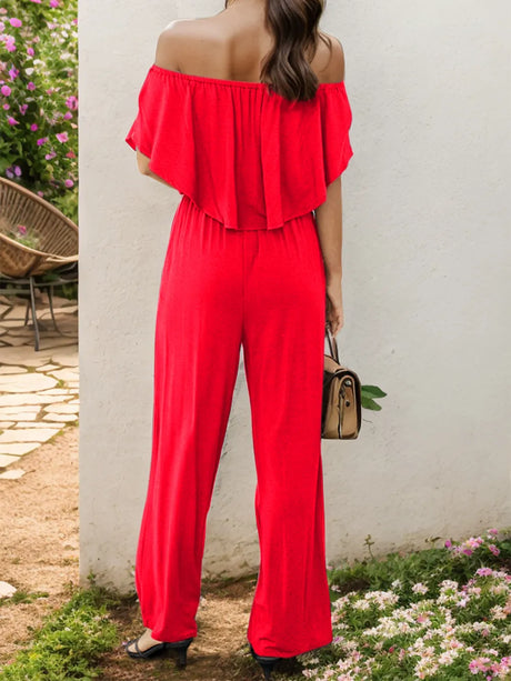 Off-Shoulder Wide Leg Jumpsuit - V.I.P Digital Presence