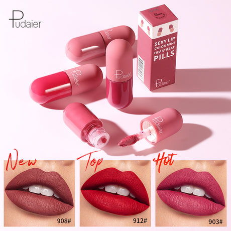 Pudaier 18 Color Mini Capsule Lip Glaze Velvet Fog Color Non-Stick Cup Smooth Matte - V.I.P Digital Presence