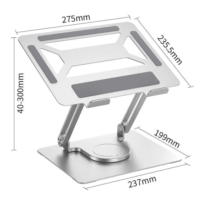 Soporte de aluminio para portátil de oficina, soporte de refrigeración para computadora, doble poste, plegable, rotación continua de 360 ​​grados