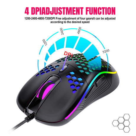 Wired gaming mouse with hollow holes and glowing light lightweight gaming mouse for esports - V.I.P Digital Presence